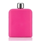aerial view a magenta pink 6 oz hipster flask bottle, image 1 of 4