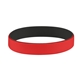 aerial view a red (186)/black colored letter silicone bracelet, image 1 of 2