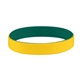 aerial view a yellow (116)/forest green (342) colored letter silicone bracelet, image 1 of 2
