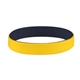 aerial view a yellow (116)/black colored letter silicone bracelet, image 1 of 2