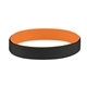 aerial view a black/orange (021) colored letter silicone bracelet, image 1 of 2