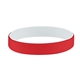 aerial view a red (485)/white colored letter silicone bracelet, image 1 of 2