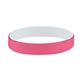 aerial view a pink (211)/white colored letter silicone bracelet, image 1 of 2
