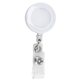 aerial view a white 30 round retractable badge reel and holder with metal slip clip, image 1 of 2