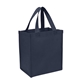 aerial view a navy non - woven shopping tote bag, image 1 of 2