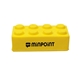 aerial view a yellow construction building block shape stress ball, image 1 of 2