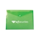 aerial view a translucent lime green letter - size document envelope, image 1 of 2