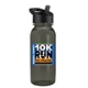 aerial view a black lid & transparent smoke bottle cadet - 18 oz tritan(tm) bottle with flip straw lid and digital imprint, image 1 of 2
