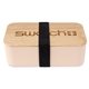aerial view a natural bamboo lid bento lunch box, image 1 of 2