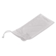 aerial view a white microfiber pouch with drawstring, image 1 of 2