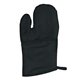 aerial view a black quilted cotton canvas oven mitt, image 1 of 2