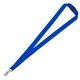 a royal blue owen 3/4 blank lanyard with breakaway safety release attachment - bulldog clip