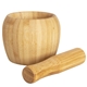aerial view a bamboo bamboo mortar and pestle set, image 1 of 4