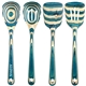 aerial view a blue/natural baltique(r) mykonos collection 4- piece cooking utensil set, image 1 of 3