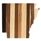 aerial view a wood rock branch(r) shiplap series arkansas state shaped wood serving and cutting board, image 1 of 4