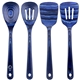 aerial view a dark blue baltique(r) malta collection 4- piece cooking utensil set, image 1 of 3