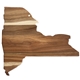 aerial view a wood rock branch(r) origins series new york state shaped wood serving and cutting board, image 1 of 4