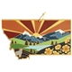 aerial view a multi-color montana state shaped cutting and serving board with artwork by summer stokes, image 1 of 3