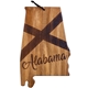 aerial view a wood rock branch(r) origins series alabama state shaped wood serving and cutting board, image 1 of 2