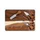 aerial view a wood acacia cheese serving set, image 1 of 3