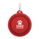 a red portable collapsible pet bowl