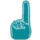 a teal 321 14 foam finger cheering hand