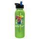 a black-with-blue-spout lid & metallic lime green bottle terrain - 24 oz metalike bottle with flip straw lid and digital imprint