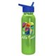 a blue lid & metallic lime green bottle terrain - 24 oz metalike bottle with flip straw lid and digital imprint
