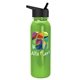 aerial view a black lid & metallic lime green bottle terrain - 24 oz metalike bottle with flip straw lid and digital imprint, image 1 of 2