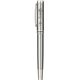 aerial view a silver recycled stainless steel rollerball pen, image 1 of 9