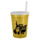 aerial view a metallic gold cup & frost lid 12 oz reusable cup with lid straw, image 1 of 2