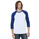 a white/ royal bayside - unisex triblend three - quarter sleeve raglan t - shirt