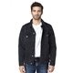 aerial view a black denim threadfast apparel unisex denim jacket, image 1 of 6