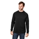 aerial view a black core365 - unisex fusion chromasoft(tm) fleece crewneck pullover, image 1 of 10