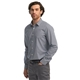 aerial view a navy/ white artisan collection by reprime mens microcheck gingham long - sleeve cotton shirt, image 1 of 6