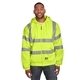 aerial view a yellow berne mens berne hi - vis class 3 lined hooded sweatshirt, image 1 of 4