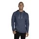 aerial view a navy snow heathr jerzees adult snow heather raglan hooded sweatshirt, image 1 of 3