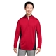 aerial view a red/ black harriton mens flash snag protection plus il colorblock quarter - zip, image 1 of 10