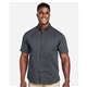 aerial view a dark charcoal harriton mens advantage il short - sleeve work shirt, image 1 of 6