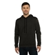 aerial view a heather black next level apparel unisex malibu pullover hooded sweatshirt, image 1 of 4