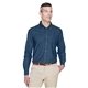 aerial view a dark denim harriton mens tall long - sleeve denim shirt, image 1 of 6