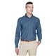aerial view a light denim harriton mens tall long - sleeve denim shirt, image 1 of 7