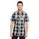 aerial view a black/ white burnside mens buffalo plaid woven shirt, image 1 of 3