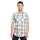 aerial view a grey/ white burnside mens buffalo plaid woven shirt, image 1 of 3