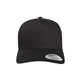 aerial view a black yupoong adult 5- panel retro trucker cap - hat, image 1 of 3