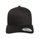 aerial view a black/ white yupoong adult 5- panel retro trucker cap - hat, image 1 of 5