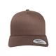 aerial view a brown/ khaki yupoong adult 5- panel retro trucker cap - hat, image 1 of 4