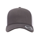 aerial view a charcoal/ white yupoong adult 5- panel retro trucker cap - hat, image 1 of 5