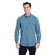 aerial view a slate blue dri duck mens crossroad woven shirt, image 1 of 2