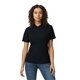 aerial view a black gildan ladies softstyle double pique polo, image 1 of 3